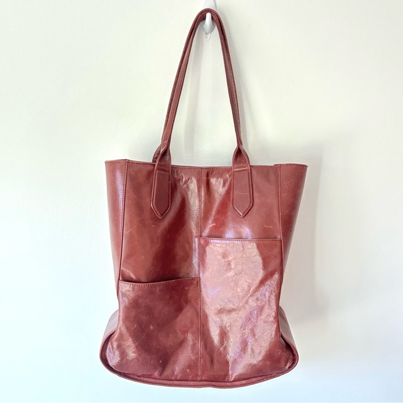 Hobo Red Leather Tote Shoulder Bag Merlot Maroon Worn Boho Oversized Slouchy - Picture 1 of 16